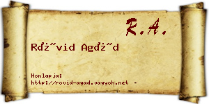 Rövid Agád névjegykártya